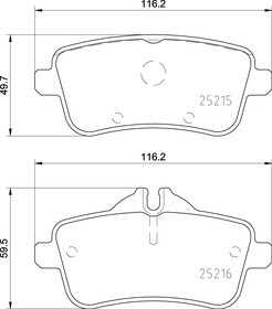 Колодки тормозные MERCEDES ML (W166) (11-),A (W176) (13-) задние (4шт.) TEXTAR 2521507 TEXTAR