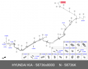 58736S8000 ТРУБКА ТОРМОЗНОЙ СИСТЕМЫ, ПРЕДНАЗНАЧЕНА ДЛЯ ПЕРЕМЕЩЕНИЯ ТОРМОЗНОЙ ЖИД 58736S8000 HYUNDAI