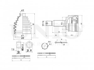 ШРУС внешний CVJ-20087 UNIO