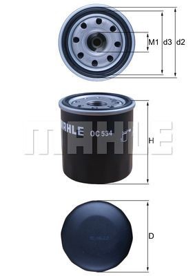 Фильтр масляный TOYOTA (замена на OC534A) MAHLE OC 534 MAHLE KNECHT