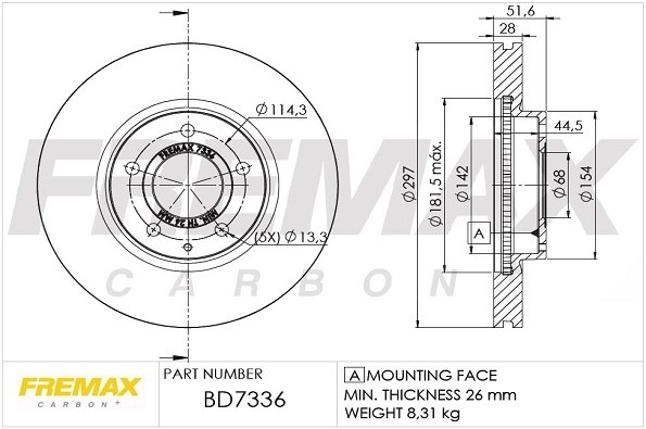 диск тормозной передний!\ Mazda 6/CX-5 2.0/2.2TD 11> BD7336 FREMAX
