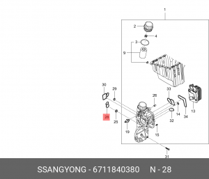 Прокладка SSANGYONG Actyon (10-) (D20) корпуса масляного фильтра OE 6711840380 SSANG YONG