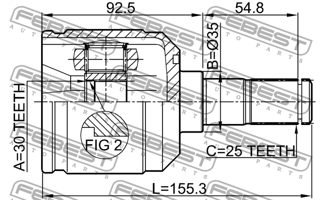 ШРУС внутренний MITSUBISHI Space Runner правый комплект FEBEST 0411-N33 FEBEST