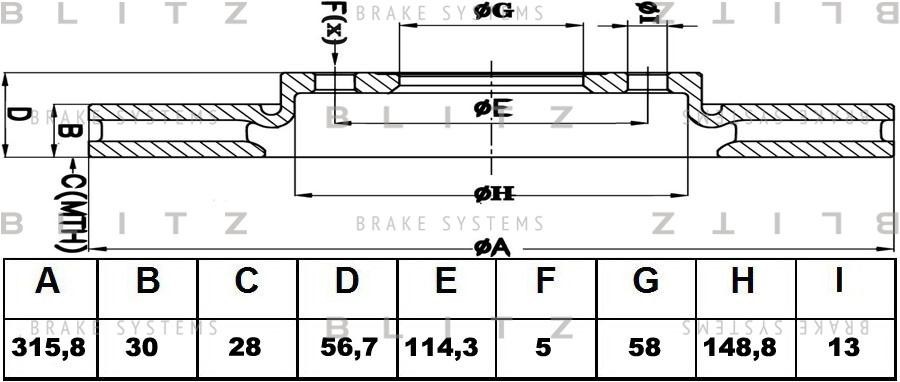 Диск тормозной передний вентилируемый SUBARU Tribeca 05- BS0403 BS0403 BLITZ