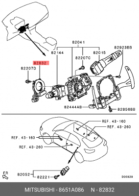 датчик угла поворота руля!\ Mitsubishi 8651A086 MITSUBISHI