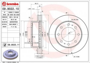 Диск тормозной CHEVROLET Silverado передний (1шт.) BREMBO 09.9022.11 BREMBO