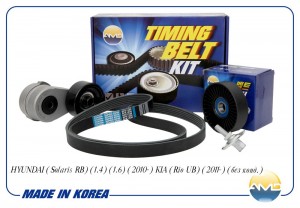 Комплект ремня приводного (ремень+два ролика с натяжителем) (без конд.) HYUNDAI  AMD.KITBR123 AMD