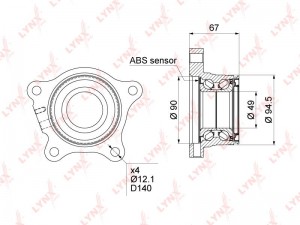 Подшипник ступицы задний R  подходит для TOYOTA Land Cruiser(200) 4.5D-5.7 07 /  WB-1491 LYNXAUTO