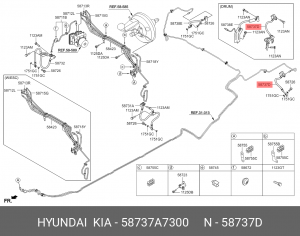 Шланг тормозной KIA Cerato (13-) задний левый OE 58737A7300 HYUNDAI KIA