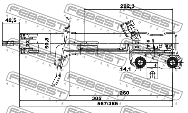 Амортизатор передн левый NISSAN QASHQAI 06-13 02660802FL 02660802FL FEBEST