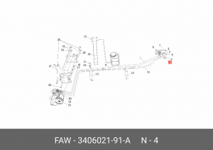 Болт FAW J7,4180 трубки высокого давления ГУРа OE 3406021-91-A FAW