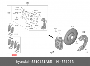Колодки тормозные HYUNDAI Santa Fe передние (4шт.) OE 58101S1A85 HYUNDAI KIA