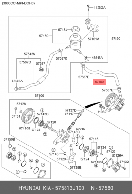 Шланг ГУР Hyundai ix55 2007-2013 /дилерский оригинал/ 575813J100 HYUNDAI KIA