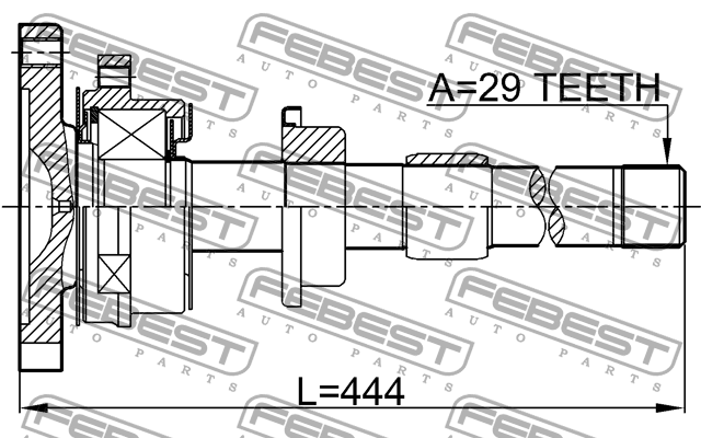 Полуось правая 0212-T30MTRH 0212-T30MTRH FEBEST