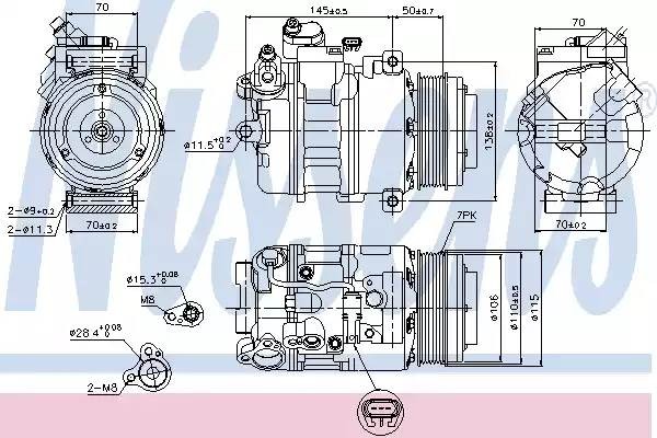 компрессор кондиционера!\ BMW X5 E70 3.0/4.0D 07>/F01 3.0/4.0D08> 89574 NISSENS