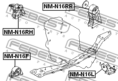 Опора двигателя задняя NISSAN ALMERA N16 (UKP) 2000-2006 NM-N16RR NM-N16RR FEBEST