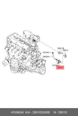 Регулятор давления топлива KIA RIO3 06- 1,4/1,6 /CEED 06- 2,0 2891026900 HYUNDAI KIA