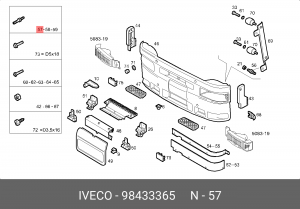 болт крепления бампера! M8x15x22\IVECO 98433365 IVECO