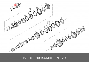подшипник роликовый! КПП вторичн. вала (ролик без нар обоймы) 40.3x42\MB ZF 16S1 93156500 IVECO