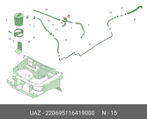 Клапан УАЗ-3163 продувки адсорбера (ОАО УАЗ) 220695116419000 UAZ UAZ
