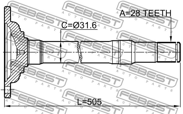 Полуось правая MITSUBISHI PAJERO SPORT 2008.07-2013.01 0412-KH6WRH 0412-KH6WRH FEBEST