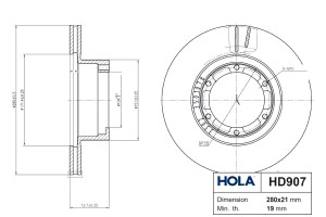 Диск тормозной ГАЗель  2шт HD907 HOLA