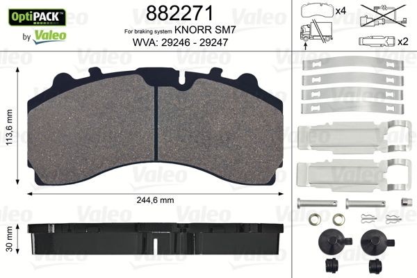 Колодки тормозные 29246 передние MB Actros MP3/4 882271 VALEO PHC
