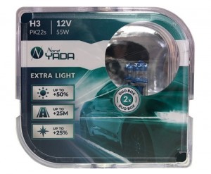 Лампа галогенная H3 12V 55W "Nord YADA" Extra Light +50% (2 шт.) (Plastic case) 907363 NORD YADA