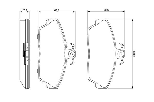 Колодки тормозные LAND ROVER Freelander (98-06) передние (4шт.) BOSCH 0 986 424 566 BOSCH