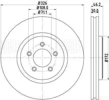 Диск торм. Jaguar XF (07-)/S-Type (99-) перед. d=326 (окраш.) (DF 073204) DF 073204 TRIALLI