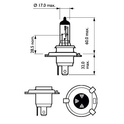 Лампа 12V H4 60/55W P43t-38 +130% блистер (2шт.) X-Treme Vision G-force PHILIPS 12342XVGS2 PHILIPS