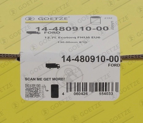 1448091000 Гильза блока цилиндров ДВС FORD 1842/1848/3542D/3542T/4142D/F-MAX 14-480910-00 GOETZE