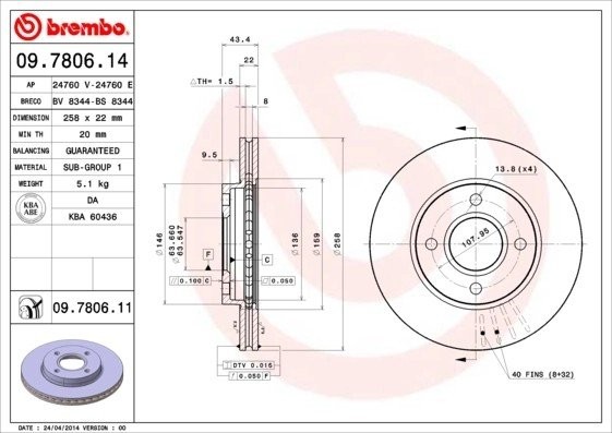 Диск тормозной Brembo Painted Disc 09.7806.11 09.7806.11 BREMBO