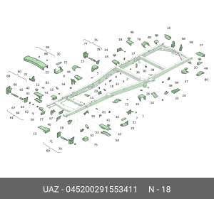 Кронштейн УАЗ-452 амортизатора заднего (ОАО УАЗ) 045200291553411 UAZ UAZ