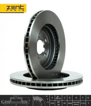 диск тормозной передний! Lexus RX 3.0-4.0, Toyota Harrier 2.4-3.5i 03> Z06057 ZENTPARTS