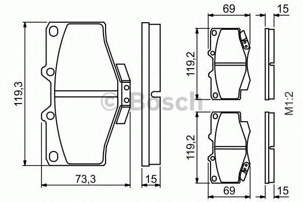 Колодки тормозные TOYOTA Land Cruiser (J80,J90),4Runner,Hilux передние (4шт.) BO 0 986 424 268 BOSCH