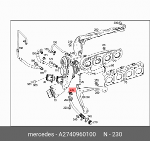 прокладка трубки турбонагнетателя 2740960100 A 274 096 01 00 MERCEDES BENZ
