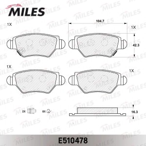 Колодки тормозные задние (Смесь CERAMIC серия PRO) OPEL ASTRA G 98/ZAFIRA 0305 ( E510478 MILES