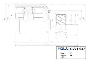 NISSAN QASHQAI (J10) (2006>) ЛЕВЫЙ 33x40x27 CV21037 HOLA