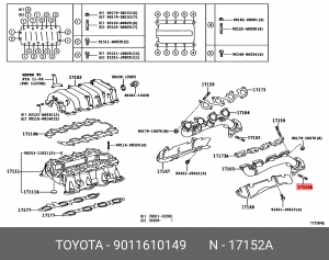 Шпилька коллектора 90116-10149 90116-10149 TOYOTA