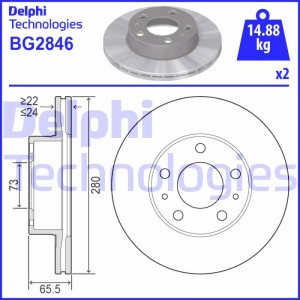 BG2846 диск тормозной передний!\ Fiat Ducato, Peugeot Boxer, Citroen Jumper 94> BG2846 DELPHI