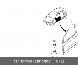 Петля SSANGYONG Actyon (06-),Kyron (05-),Actyon Sports (06-/12-) двери передней  6281009001 SSANG YONG