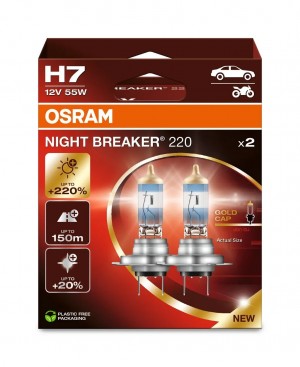 Лампа 12V H7 55W PX26d +200% 3700K экобокс (2шт.) Night Breaker 220 OSRAM 64210NB2202HB OSRAM