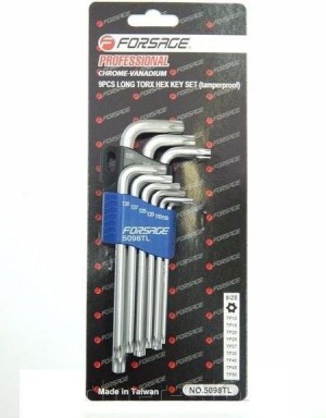 Набор ключей угловых TORX 9пр Т10Н-Т-50Н (с отв) удлиненных /FORSAGE/ F5098TL FORSAGE TOOLS