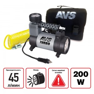 Компрессор автомобильный 45л/мин. 10атм. 14А 12V в прикуриватель (сумка) Turbo A 80507 AVS