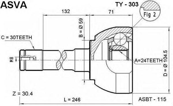 ШРУС ГАРАНТИЯ 12 МЕСЯЦЕВ 12 TY303 TY-303 ASVA