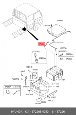 Провод АКБ "-" HYUNDAI HD65,72,78 OE 372205H050 HYUNDAI KIA