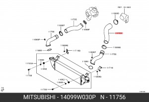 патрубок системы охлаждения!\ Mitsubishi Pajero Sport 2.4D 17> 14099W030P MITSUBISHI