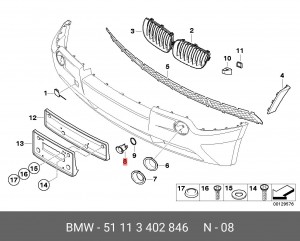 51113402846 Крепление преобразователя PDC ПЦП ! \BMW X3 E83 51113402846 BMW