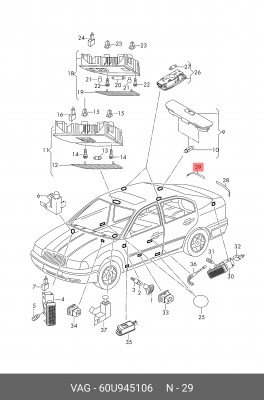 световозвращатель зад. прав.!\ Skoda Rapid 13-22 60U945106 VAG